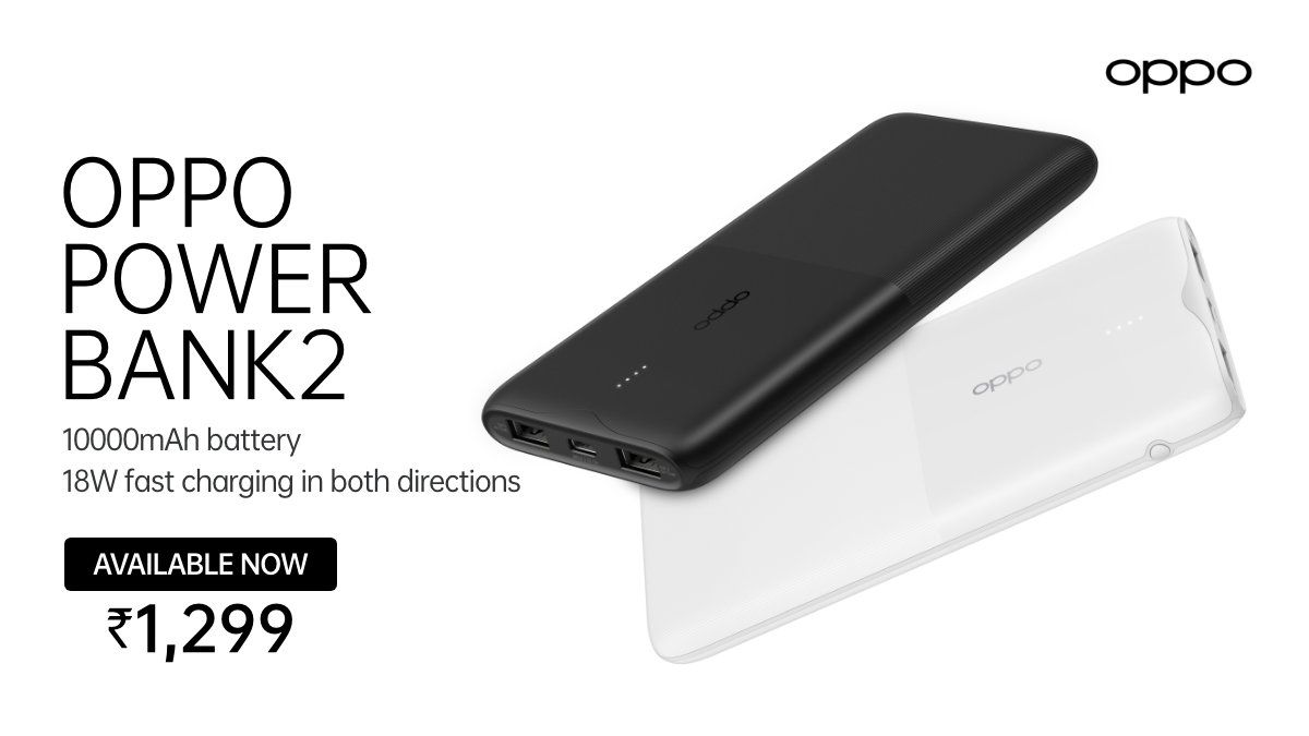 Oppo Power Bank 2 with 10000mAh battery and 18W 2 way fast charge comes to India for ₹1299