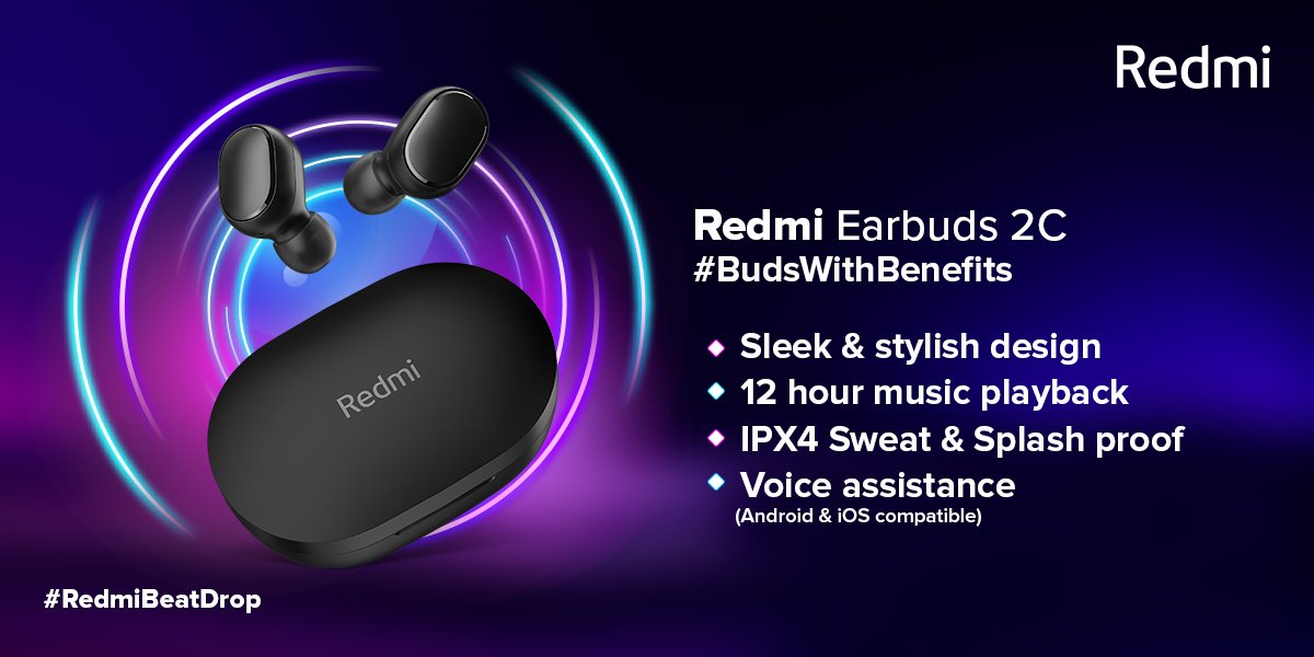 Redmi Earuds 2C TWS earphones with 7.2mm driver and Touch controls goes official