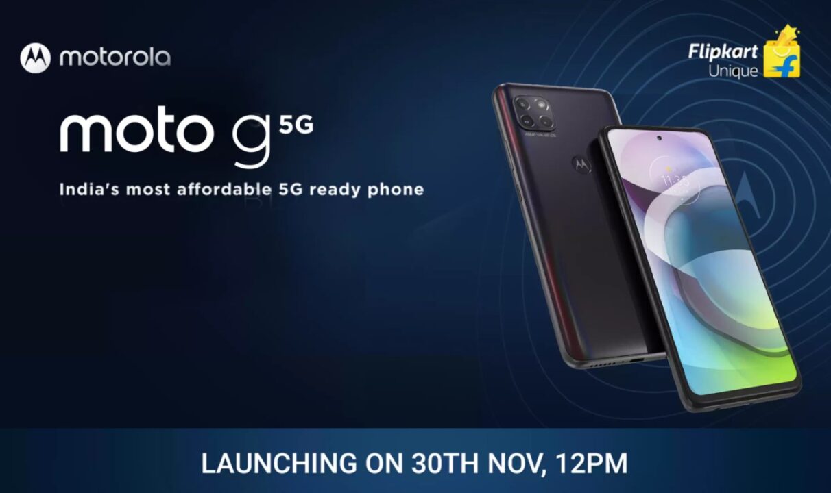 Motorola Moto G 5G with 6.7-inch 1080p display and Snapdragon 750 mobile platform launching in India on November 30th
