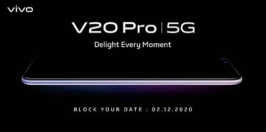Vivo V20 Pro 5G with 6.44-inch OLED display and Snapdragon 765G mobile platform launching in India on 2nd December