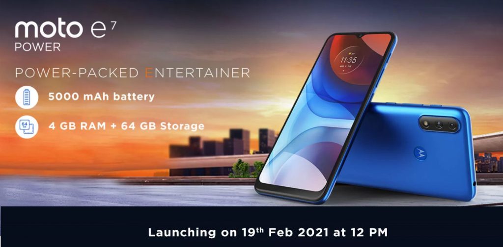 Moto E7 Power entry level smartphone launching in India on February 19th