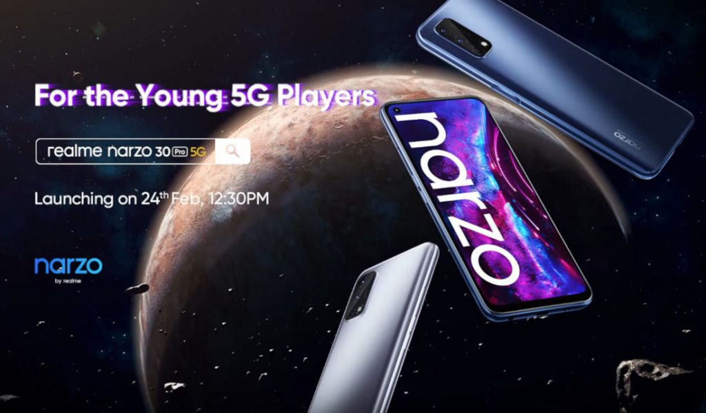 Realme Narzo 30 Pro and Narzo 30A smartphones launching in India on February 24th